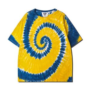 2021 Zomer Nieuwe Oversize Stijl T-shirt Mannen 100% Katoen Losse Design Tie-Dye Print Vintage Tops Plus Size Tshirt Merk Kleding G1217