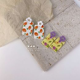 Boucles d'oreilles en acrylique frais imprimé de fruits, simples et élégantes en corée, personnalisées, nouvelle collection été 2021