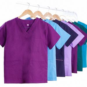 2021 Summer New Scrubs Uniformes médicaux Tops + Pantalons Beauté Pet Shop Spa Uniforme Sal Uniformes de soins infirmiers Ensemble de gommage pour femmes Vêtements de travail P979 #