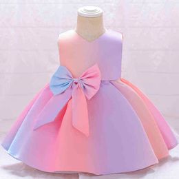 2021 zomer pasgeboren doop 1 jaar verjaardag jurk voor baby meisje kleurrijke prinses jurken feestjurk kind kostuums gradiënt G1129