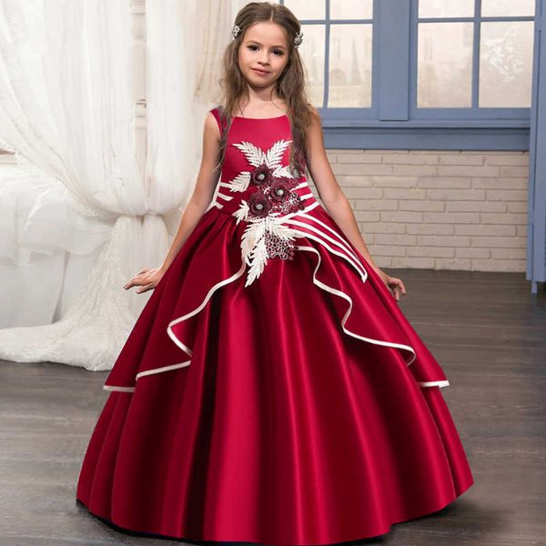 2021 Verano Retro Noche Adolescente Vestidos para niños para niñas Traje de niños PrincGirl Fiesta Boda DrEmbroidery 14 años X0803