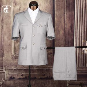 2021 été à manches courtes hommes costume Blazer masculin bureau uniforme conception vêtement usine fantaisie costumes pour hommes vêtements Safari costume X0909