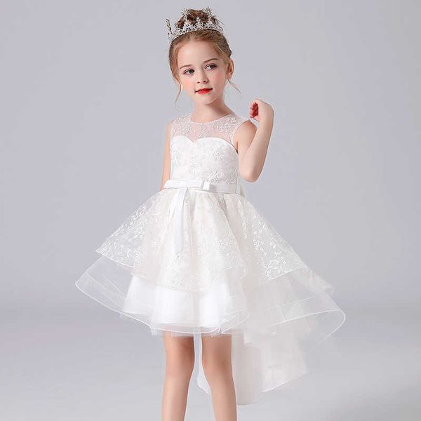 2021 été queue demoiselle d'honneur robe enfants robes pour filles enfants Costume princesse fille fête blanc bleu rose robe de mariée Q0716