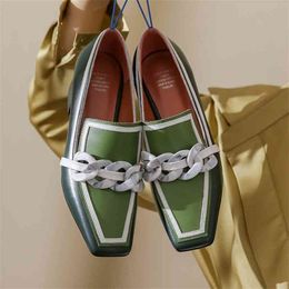 2021 Zomer Vrouwen Chunky Pompen Dikke Hoge Hak Slip-On Waterdichte Loafers Schoenen Casual Vintage Vierkante Neus Dames pak Schoenen