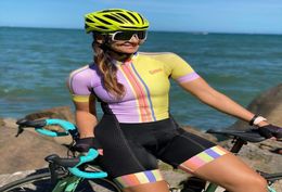 Maillot de cyclisme à manches courtes pour femmes, ensemble de combinaison, Maillot de vélo Ropa Ciclismo avec coussin de Gel, été 2021, XM0069686096