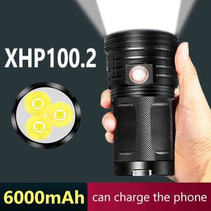 2021 Super Bright XHP100.2 USB rechargeable 6000Mah Led lampe de poche avec entrée et sortie étanche camping en plein air escalade J220713