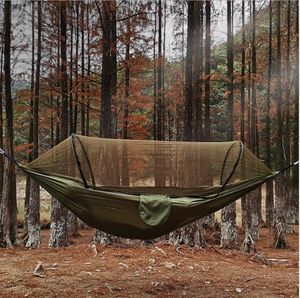 2021 Swings Camping Hangmat met Mosquito Netto Pop-up Licht Draagbare Outdoor Parachute Hangmatten Swing Sleeping Stuff 260 * 140cm