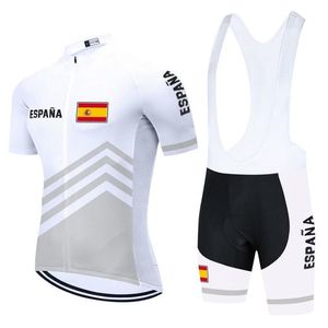 2021 Team Espagne Cyclisme Jersey Bib Set Blanc Vêtements de vélo Vêtements de vélo à séchage rapide Porter Maillot Court Culotte Suit298R