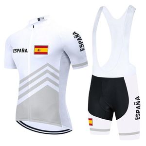 2021 Team Espagne Cyclisme Jersey Bib Set Blanc Vêtements de vélo Vêtements de vélo à séchage rapide Porter Maillot Court Culotte Suit351M