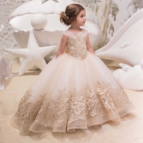 2021 robes de filles adolescentes pour la fête de mariage robe de bal princesse demoiselle d'honneur robes de costume pour enfants vêtements fille robes pour enfants Q0716