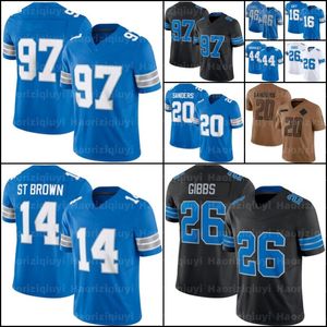 Amon-Ra St Brown Jahmyr Gibbs Football Jersey Hendon Hooker Barry Sanders Jameson Williams Sam Laporta Brian Branch Malcolm Rodriguez Jared Goff David Montgomery