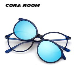 2021 El nuevo marco redondo marco delgado + clip polar gafas miope masculinas y femeninas de forma plana colorida espejo5612392