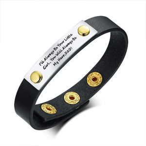 2021 acier au titane corrodé bouillon de poulet en cuir réglable ont des hommes Rreative Bracelet Sutiable pour le cadeau de la fête des pères Q0719