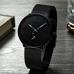 2021 Top Brand Fashion Mens Quartz Watch Crrju Luxury Watches Men décontracté mince acier acier imperméable Sport Wristwatch Relogo Masculino 225H