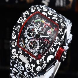 2021 Top versione digite quadrante scheletrato tutto modello in fibra Richa cassa giapponese zaffiro orologi da uomo orologi sportivi di design in gomma233b
