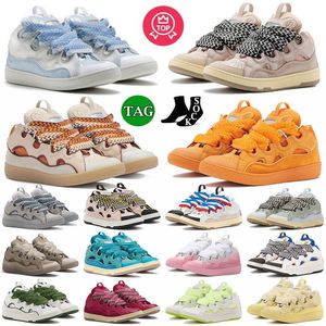 ontwerper mesh geweven veterschoenen Lanvins schoenen jaren 90 buitengewone sneakers stijl reliëf lederen curb lavins sneakers heren dames in nappa kalfsleer rubberen zool 35-46