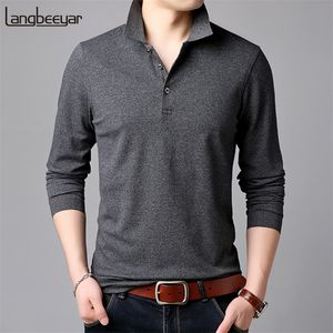 Marques de mode de haut niveau Polo Mens Couleur solide à manches longues Slim Fit Boys coréen Poloshirt Men Casual Men Vêtements 210308