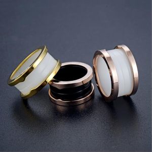 2021 Topkwaliteit An Sier Jewelry Rose Gold Rings, Designer Men and Women Gift Lovers White Black Ceramic Couple Engagement Ring