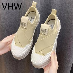 2021 calidad superior Primavera Verano mujeres Beige vestido zapatillas moda plataforma zapatos de lona cómodos planos Casual caminar al aire libre calzado femenino