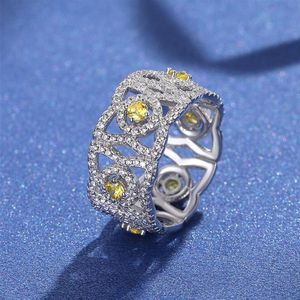 2021 best verkopende Choucong trouwringen originele luxe sieraden echt 925 sterling zilver geel topaas CZ diamant kant eeuwigheid vrouwen verlovingsband ring cadeau