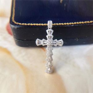 2021 best verkopende luxe sieraden 925 sterling zilver T prinses geslepen witte topaas CZ diamanten kruis hanger partij eeuwigheid vrouwen sleutelbeen ketting cadeau