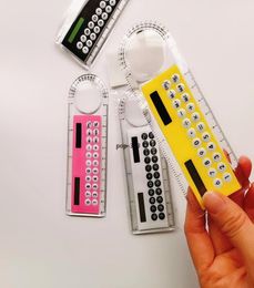 2021 Jouets Nouveauté Jeux Mini Calculatrice d'énergie solaire portable Règle multifonction créative Cadeau pour étudiants DHL2822916