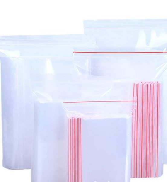 Bolsas de sellado transparentes 2021, bolsas de plástico reutilizables con cremallera fuerte, pequeñas bolsas de plástico transparentes que se pueden volver a sellar, embalaje de polietileno para almacenamiento de alimentos, joyería, etc.