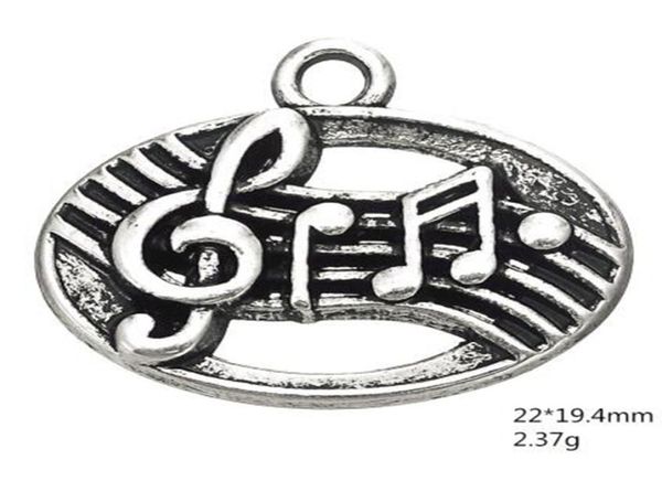 2021 Treble Clef Charms Antique Silver plaqué huitième seizième musique note musicale de bricolage