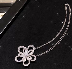 2021 Trend Europa Merk Pure 925 Sterling Zilveren Sieraden voor Dames Lotus Bloemen Neckalce Flower Pendant Luck Clover Sakura
