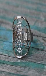 2021 tendencia Metatron039s Cube Silve Anillo chapado para mujeres de 25 mm de ancho para ajustar accesorios de boda de joyería de moda 8479435