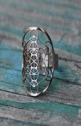 Bague plaquée argent Cube Metatron039s pour femmes, 25 MM de large pour ajuster la taille, bijoux à la mode, accessoires de mariage, tendance 2021, 1810629