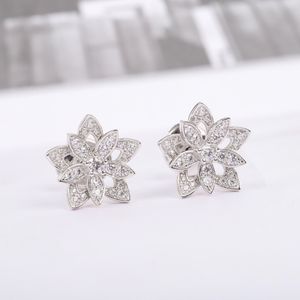 2021 Trend Topkwaliteit Beroemde Merk Pure Party Sieraden Oorbellen Voor Dames Lotus Zirkoon Europa Luxe Bloemen Oor Pin