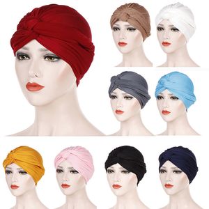 2021 à la mode daim Turban casquettes femmes couleur unie musulman Hijab écharpe inde tête africaine enveloppes Turbante foulard Bonnet croix