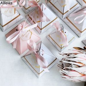 Driehoekige piramide marmeren snoepbox voorstander van houders voor bruiloft kerstbetrokkenheid nieuwe mode chocoladegeschenken dozen bomboniera giveaways feestbenodigdheden al7730