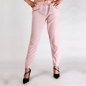 2021 broek zomer dames ol chiffon hoge taille harembroek vrouwen casual losse palazzo broek vrouwelijke roze zwarte pantalon femme Q0801