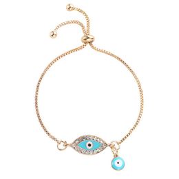 2021 Turks Lucky Blue Crystal Evil Eye Armbanden voor Vrouwen Handgemaakte Gouden Kettingen Mode-sieraden Armband Vrouw Sieraden