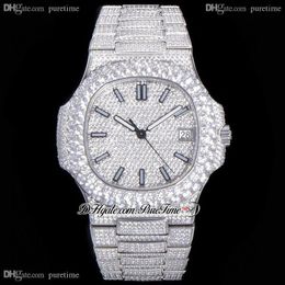 2021 TWF verharde diamanten 5711 324SC 324CS Automatische heren Watchstickmarkers Volledig ijsje uit diamant roestvrijstalen bracelet super editie sieraden horloges puretime