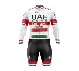 2021 UAE Cycling SkinSuit Triathlon Suit Men039s à manches longues Jumps à saut 3968984