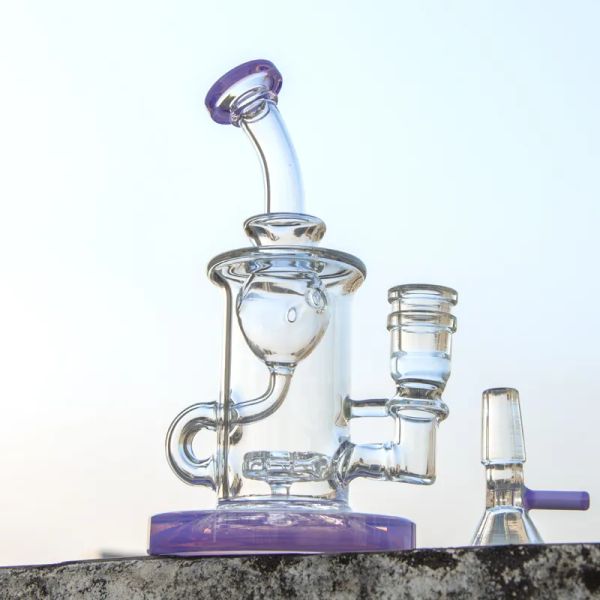 2021 Unique Klein Bong Petits narguilés Heady Glass Recycler Bongs Tuyaux d'eau Pomme de douche Perc Huile Dab Rigs Bubbler Pipes avec bol XL-2071 LL