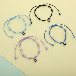 2021 Unisex creativo Retro hilo de cera tejido ajustable mal de ojo colgante pulsera Bohemia amistad pulsera