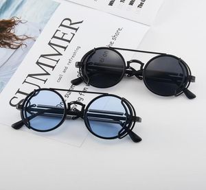 2021 unisex ronde metalen zonnebril Steampunk Men dames mode bril merk ontwerper retro vintage zonnebril UV4008480382