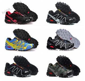 Salomon Speed Cross 3 4 2021 Speed ​​Speed ​​Cross 3 3s Sneakers Chaussures Camo Vert Triple Noir Racre Bleu Grey III CS Trail Run Formateur de marche avec Stok A1