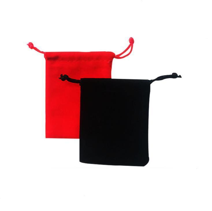 2021 Velvet Black Pure Color Bags Kvinna Vintage Drawstring Väska för Present DIY Handgjorda Smycken Förpackning Väska