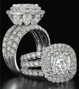 2021 Victoria Wieck Luxe sieraden Ringen voor koppels 925 sterling zilver Pear Cut Sapphire Emerald Multi-edelstenen Bruiloft Bruidsring 5689695