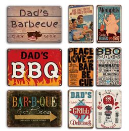 2021 Vintage BBQ Zone Poster Metal Tin Sign Dads Barbecue Rules Metalen Plaque Sign Decoratieve platen Retro Bar Pub Restaurant Decor2184833