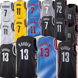 2021 Vintage Brooklyns 13 Harden Jersey Kevin 7 Durant Kyrie 11 Basketball Irving Jersey Schwarz 2021 City Blue Uniform Neue Saison Basketball-Jerseys Größe S-2XL