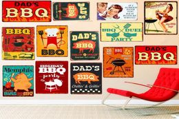 2021 Vintage Dads BBQ Meat Retro Plaque Decoración de pared para la cocina de pub Menú de la parrilla del hogar Vintage Metal Signs Tiempo de parrilla PLAQ6770014