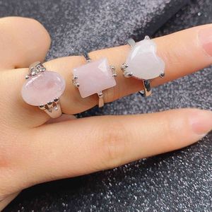 Bague Vintage en Quartz Rose naturel pour femmes, ensemble de bagues de fiançailles en cristal géométrique, cadeau fin, bijoux, 20 pièces, 2021