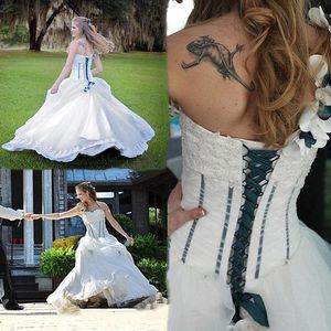 2021 Vintage Trouwjurken Kant Applique Beaded Sweetheart Hals Corset Back Custom Made Wedding Bridal Jurk Vestido de Novia