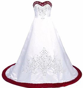 Vintage Blanc Broderie Robes De Mariée Robe Sans Bretelles À Lacets Dentelle Perlée Broderie Balayage Train Corset Plus La Taille Vestidos De Novia